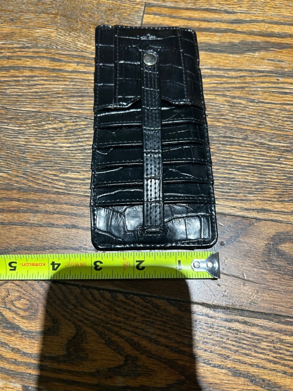 Black Croc-Embossed Snap Tab Wallet - Picture 6 of 7